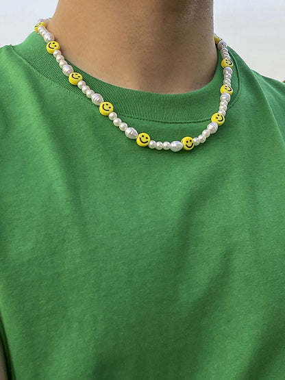 Gold-Plated Artificial Stone Baeded MInimal Necklace