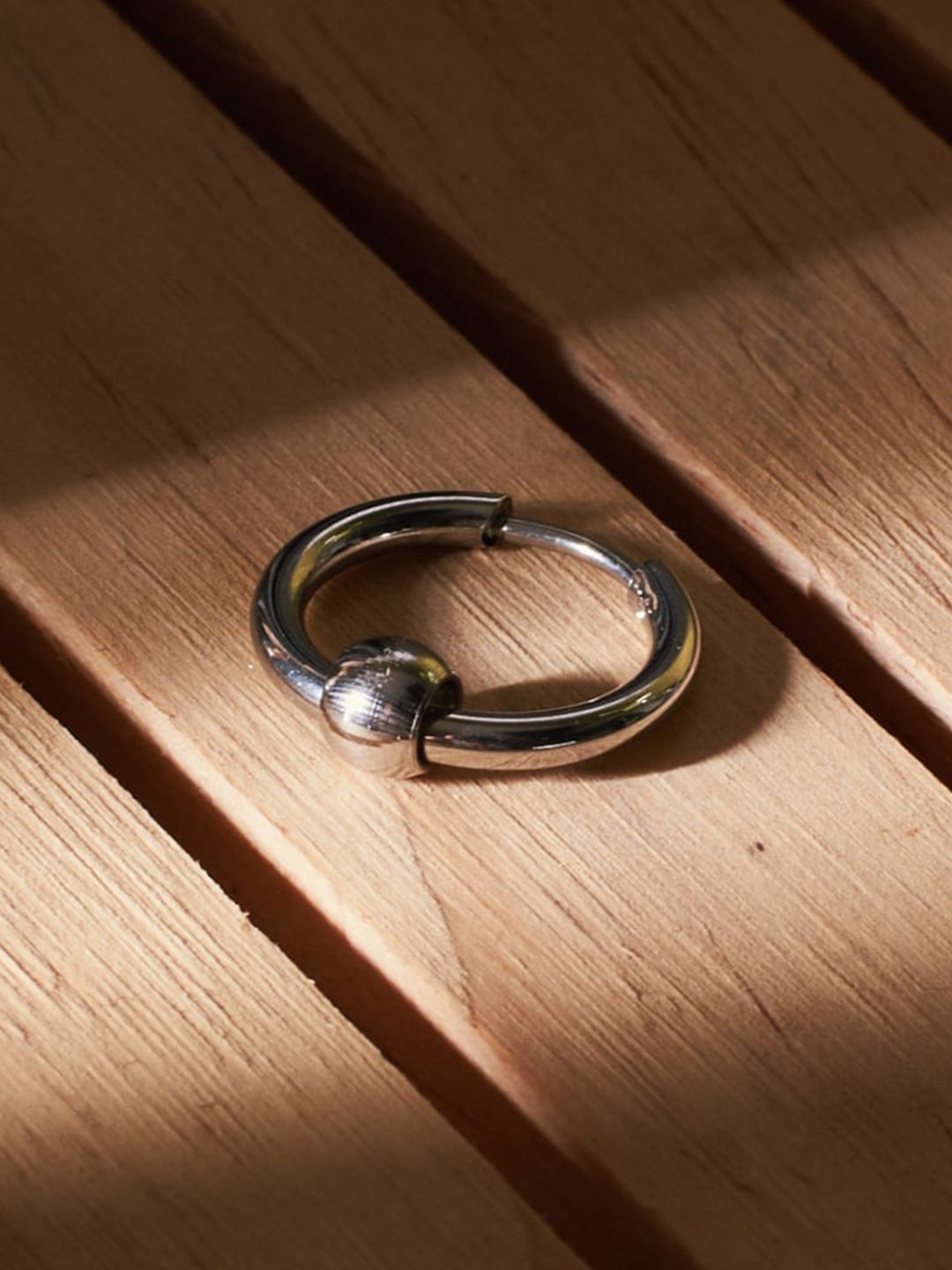 SALTY Men Silver-Plated Stainless Steel Circular Shaped Hoop Earrings