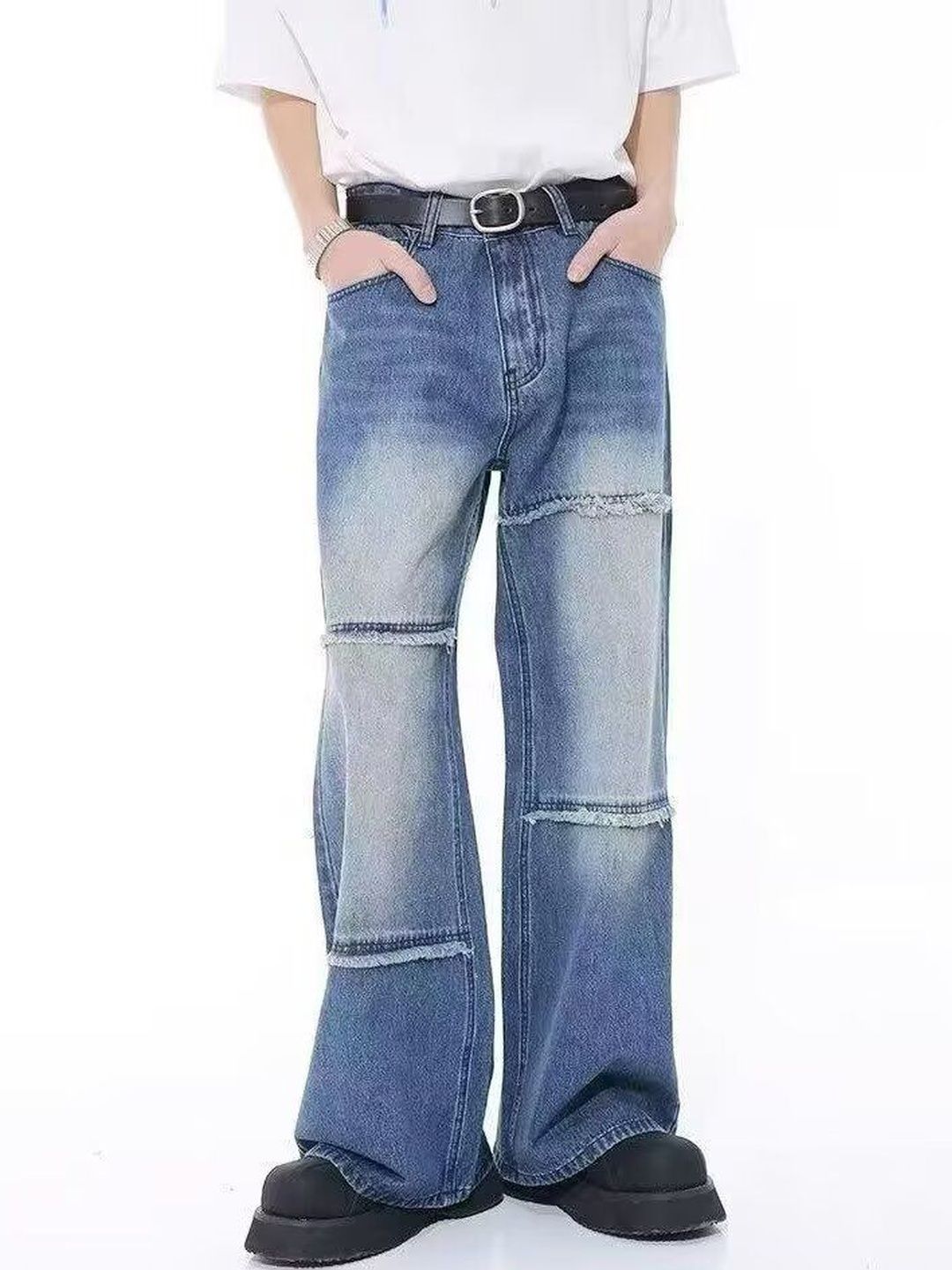 Men Flared Mid-Rise Light Fade Jeans