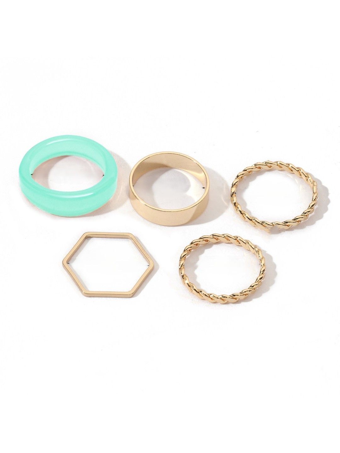 SALTY Set Of 5 Mint Tint Stylish Adjustable Finger Ring