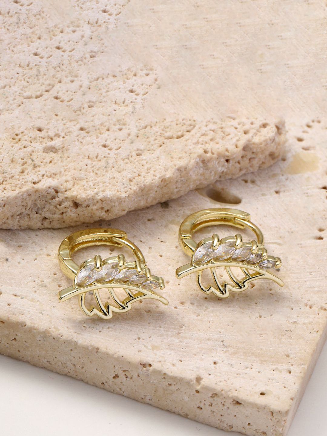 SALTY Gold-Plated Leaf Shaped Willow Chic Studs Earrings