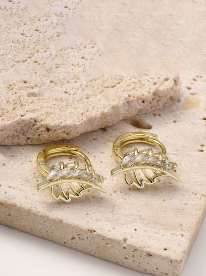 SALTY Gold-Plated Leaf Shaped Willow Chic Studs Earrings