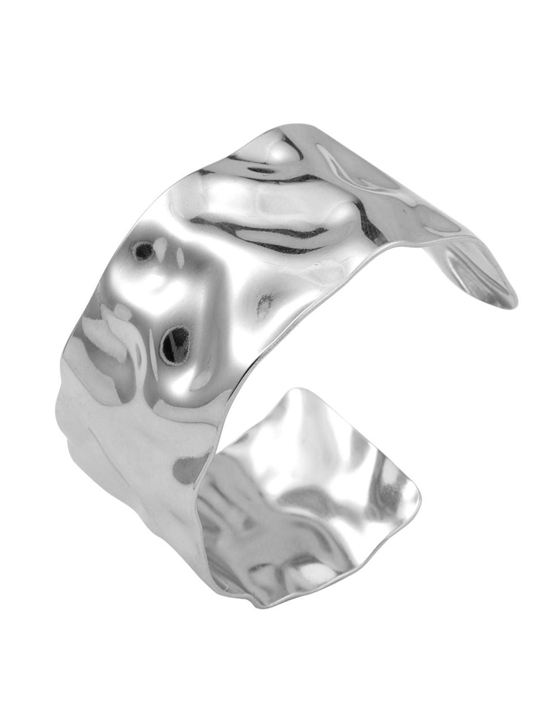 SALTY Stainless Steel Glimmering Grace Silver Cuff Bracelet