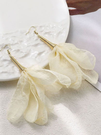 Gold-Plated Feather Shaped Drop Earrings