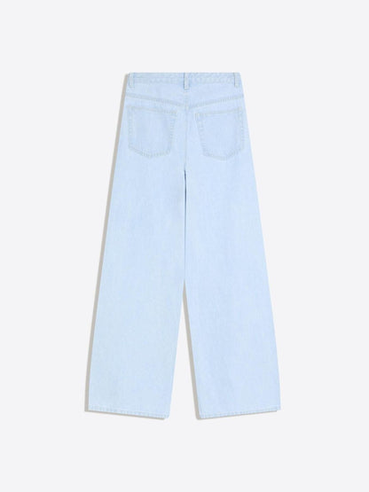 High-waist Wide-Leg Crossover Jeans