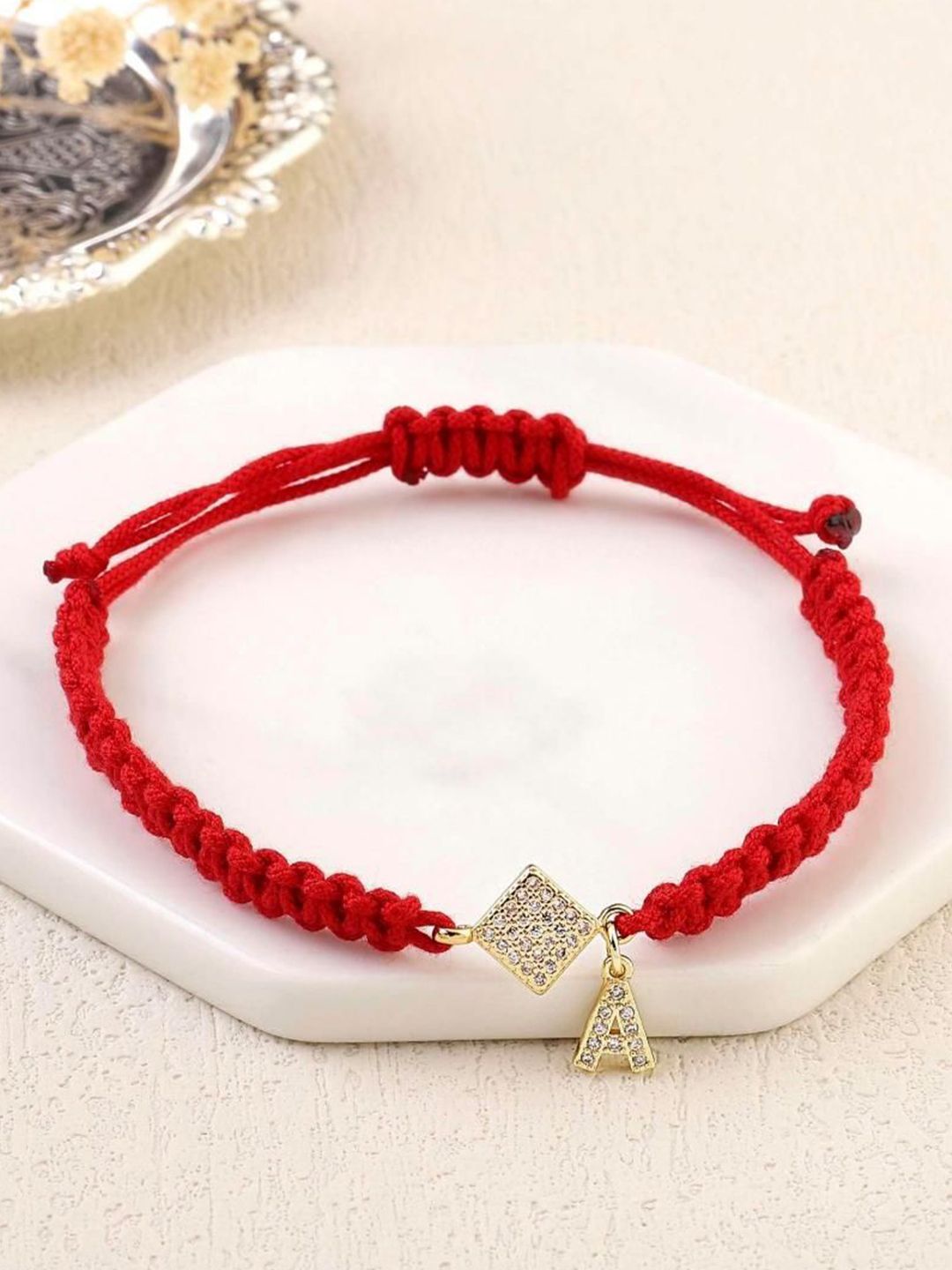 SALTY Women Stainless Steel Stone Studded Alphabet Y Wraparound Thread Bracelet
