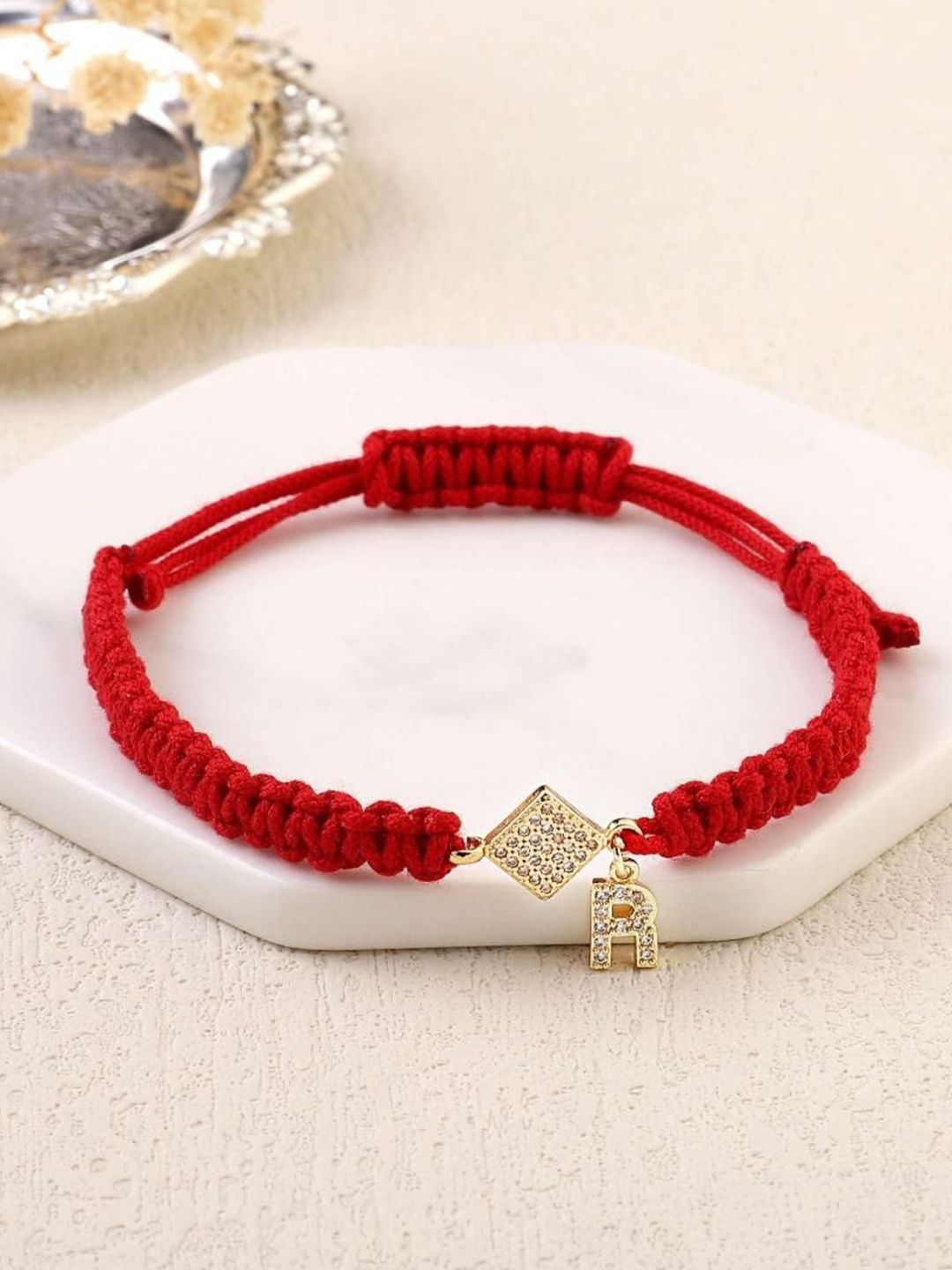 SALTY Women Stainless Steel Stone Studded Alphabet Y Wraparound Thread Bracelet