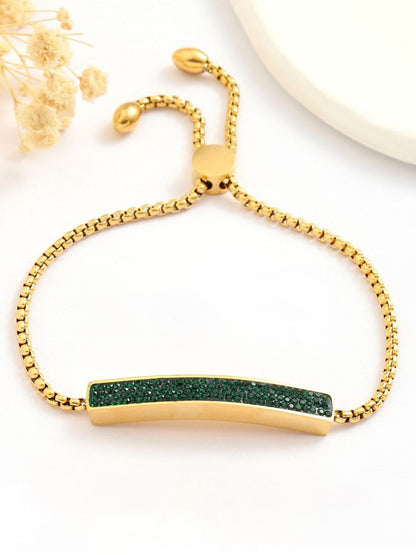 SALTY Stainless Steel Stone-Stuuded Midnight Enamel Wraparound Bracelet