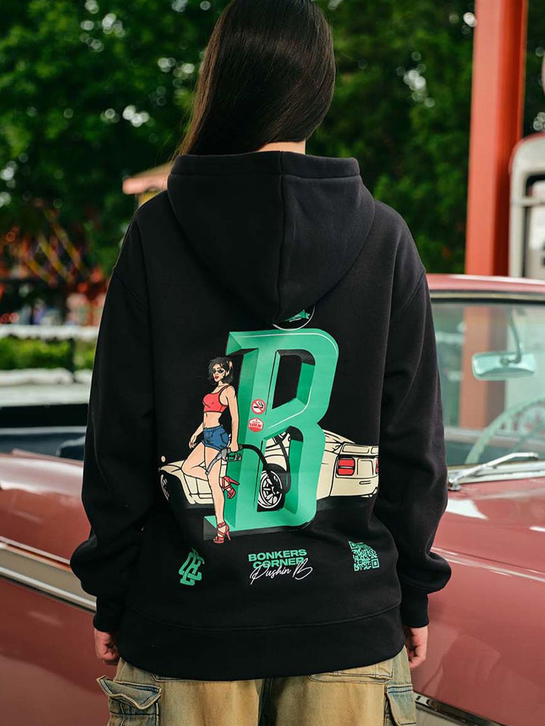 Women Printed Hooded Pullover Sweatshirt
