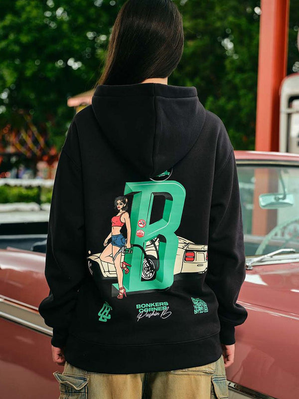 Women Printed Hooded Pullover Sweatshirt