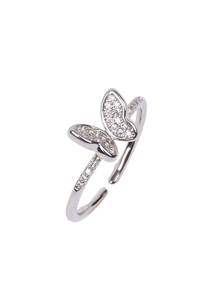 SALTY Pack of 2 Women Hollis Studded Butterfly Silver Ring