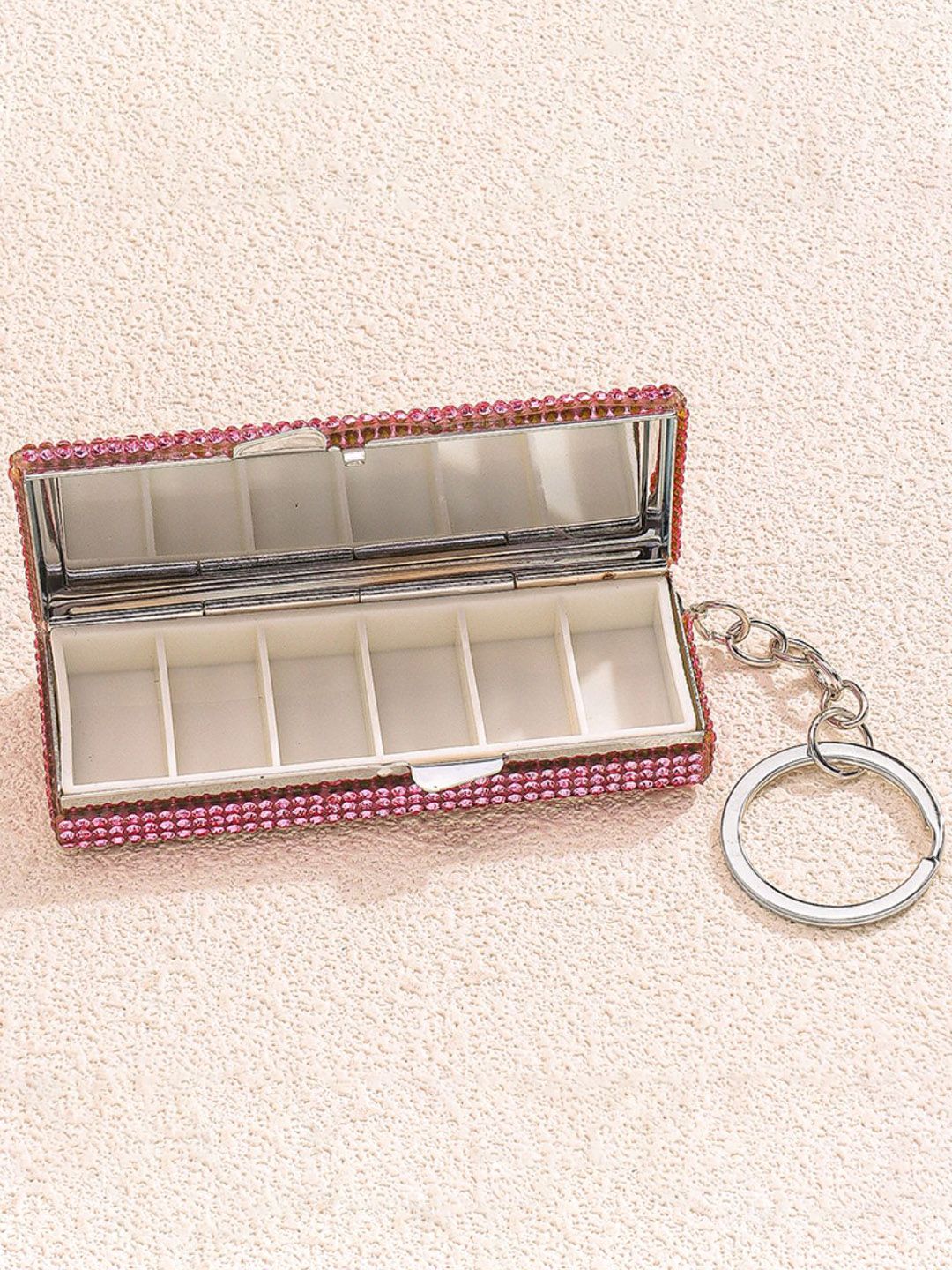 SALTY Pink & Grey Rhinestone Mini Organiser Bagpack Charm