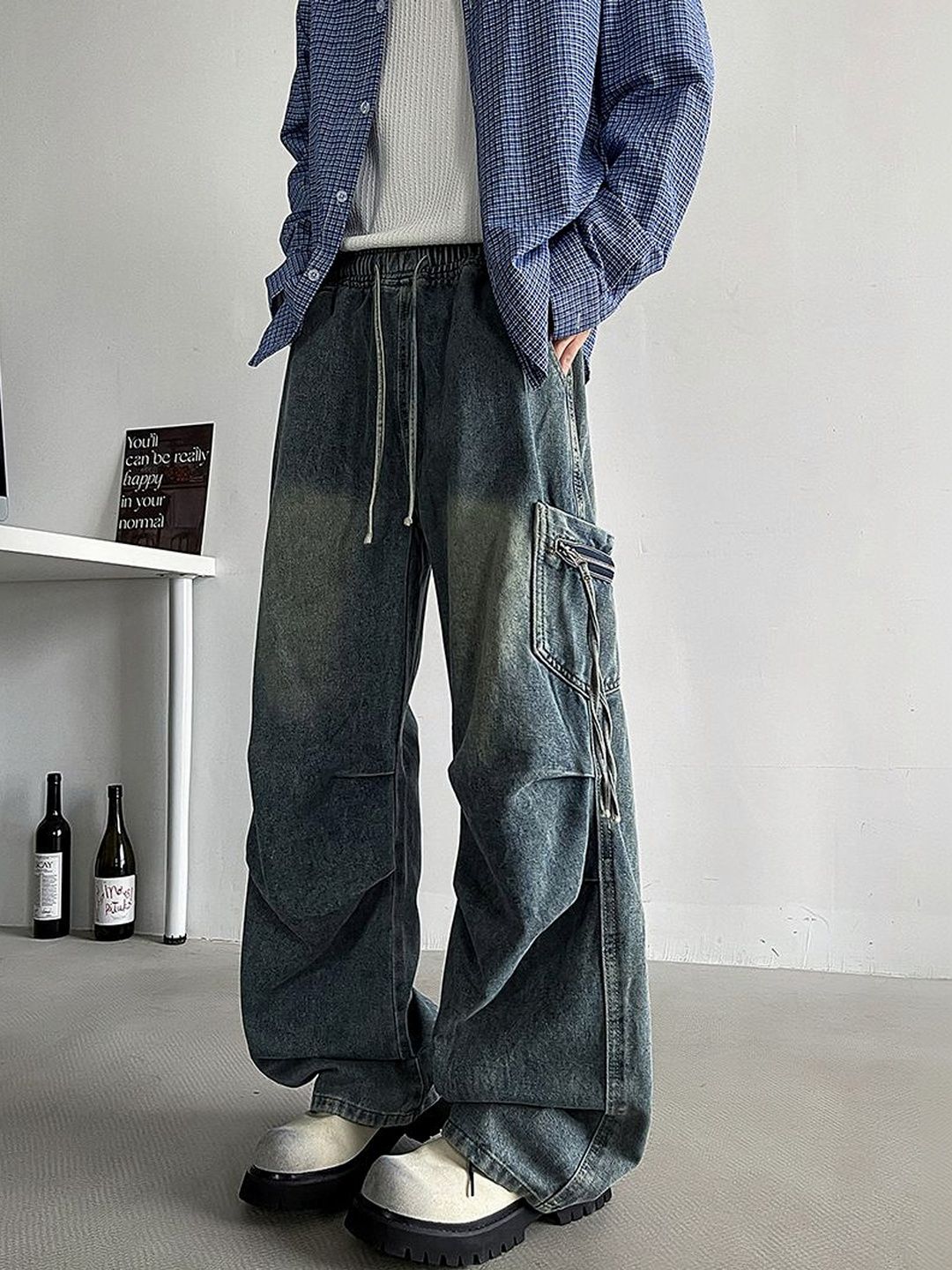 Men Baggy Mid-Rise Jeans