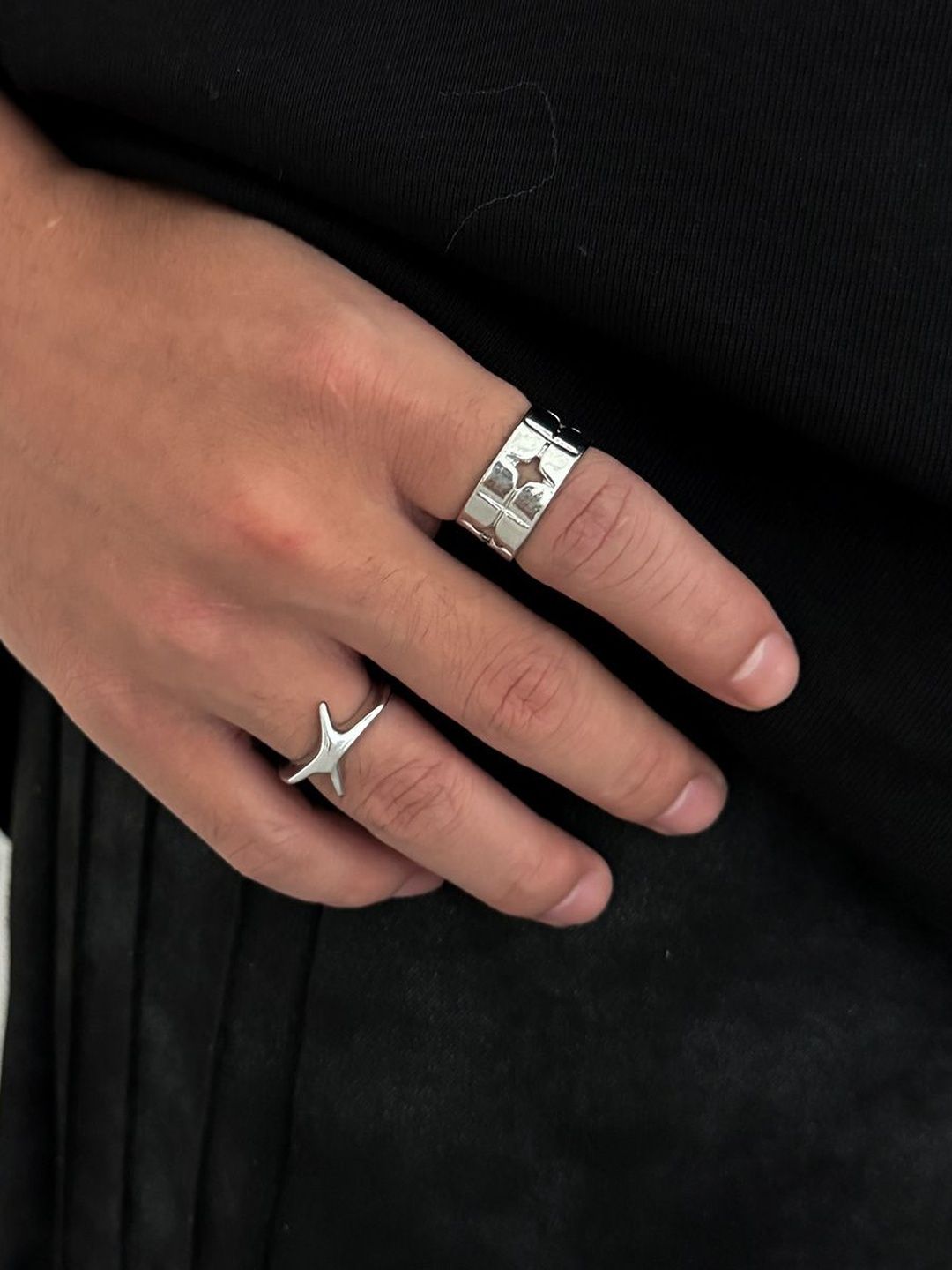 Set of 2 Silver-Plated Finger Ring
