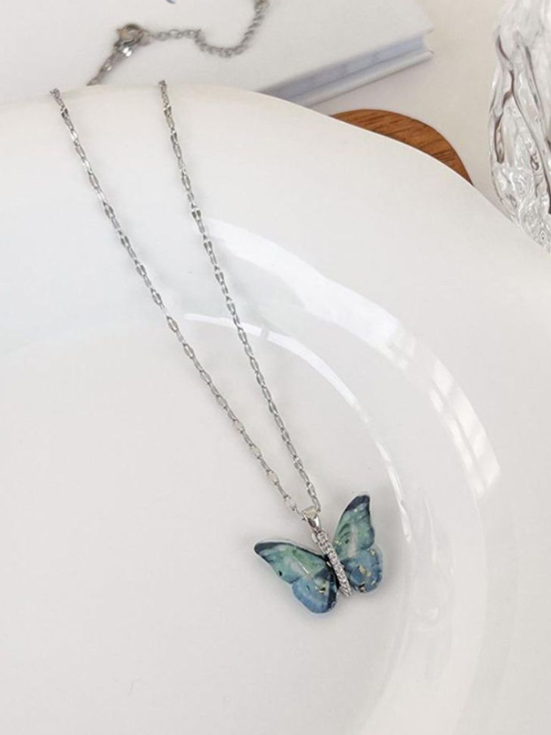 SALTY Set Of 2 Butterfly & Clover Pendant Chains