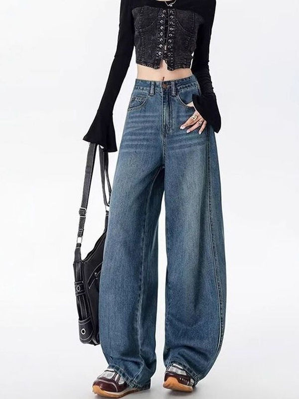 Women Wide Leg Mid-Rise Light Fade Jeans