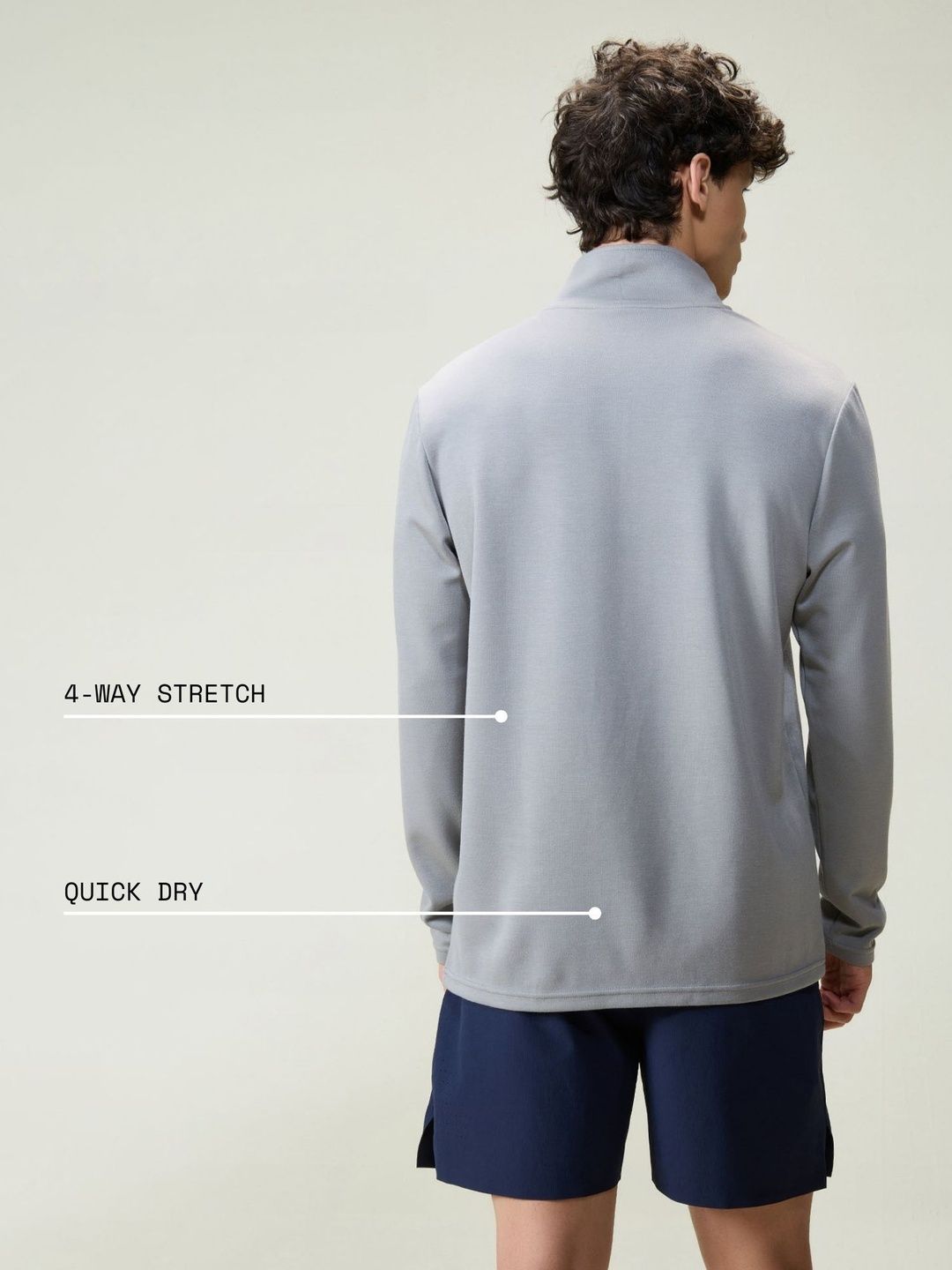 Cava Grey Modal Quarter Zip Sweatshirt