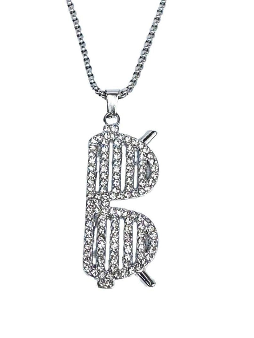 SALTY Men Stainless Steel Artificial Stones Studded Contemporary Pendants with Chains