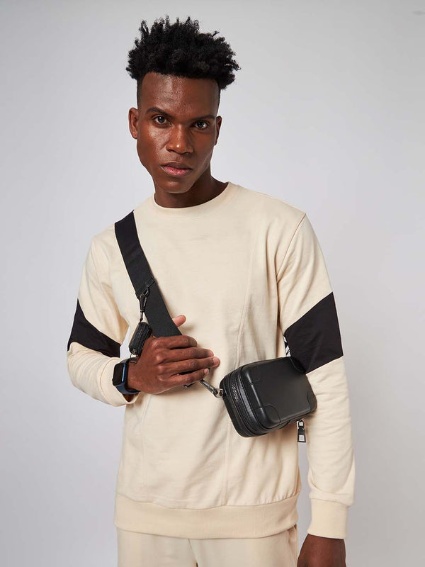 Beirut Beige And Black Patchwork Sweatshirt