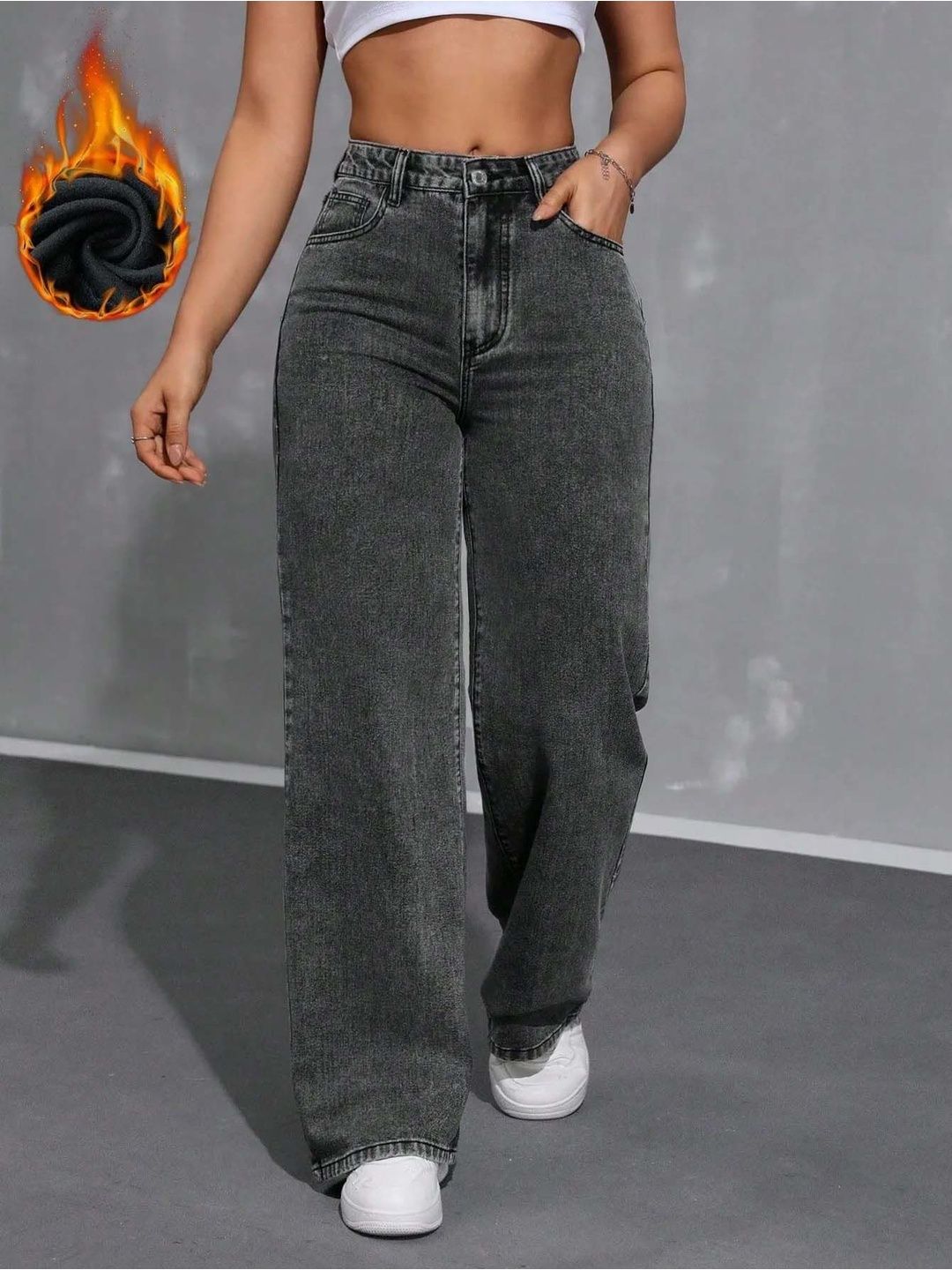 Women Comfort Wide Leg High-Rise Light Fade Stretchable Jeans