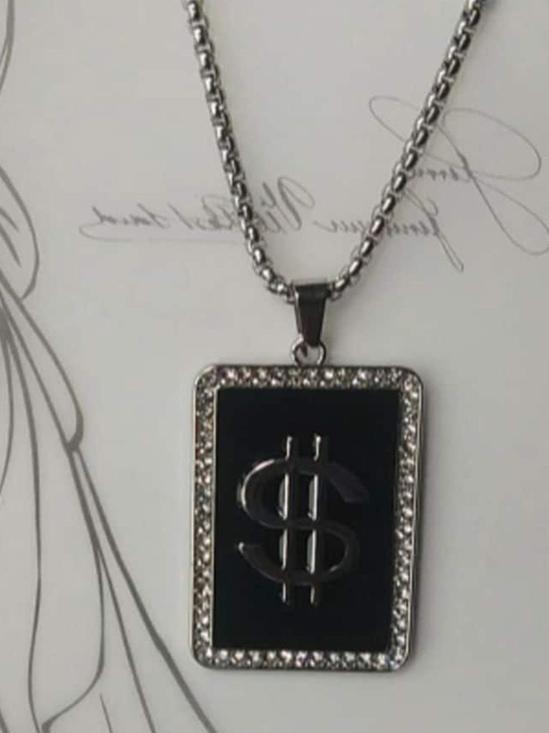 SALTY Stainless Steel Square Pendant With Chain