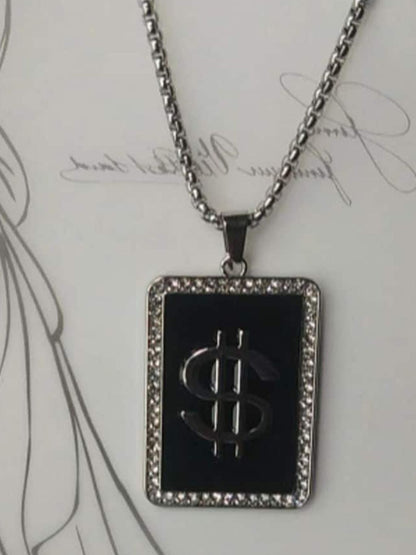 SALTY Stainless Steel Square Pendant With Chain
