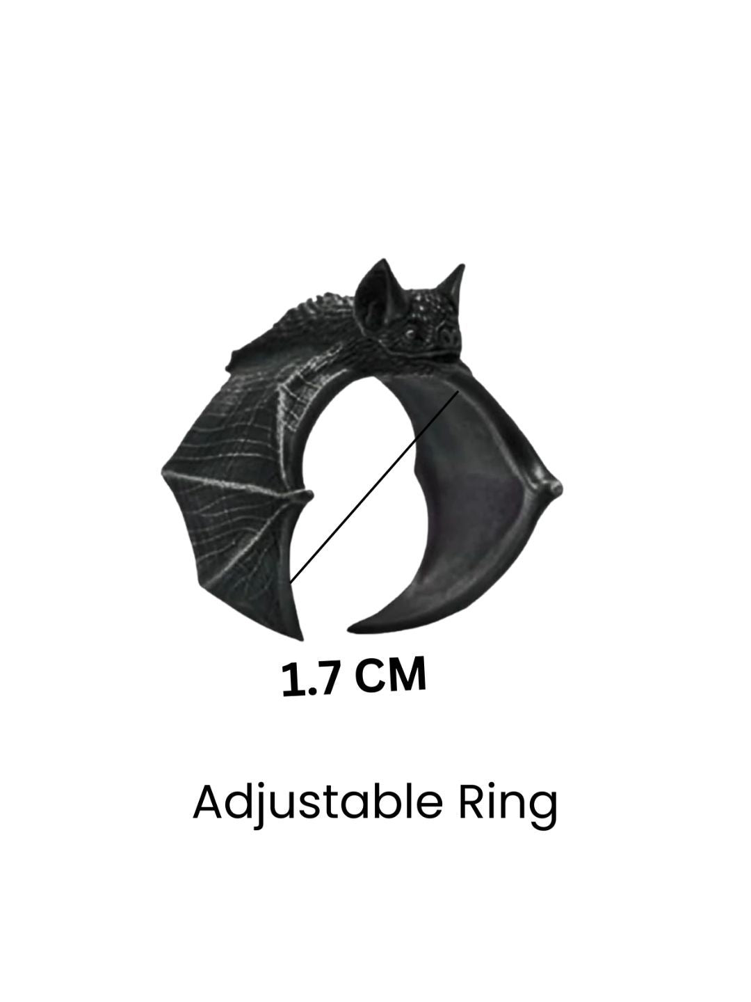 SALTY Pack of 2 Women Spooky Bat Black Ring