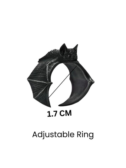 SALTY Pack of 2 Women Spooky Bat Black Ring