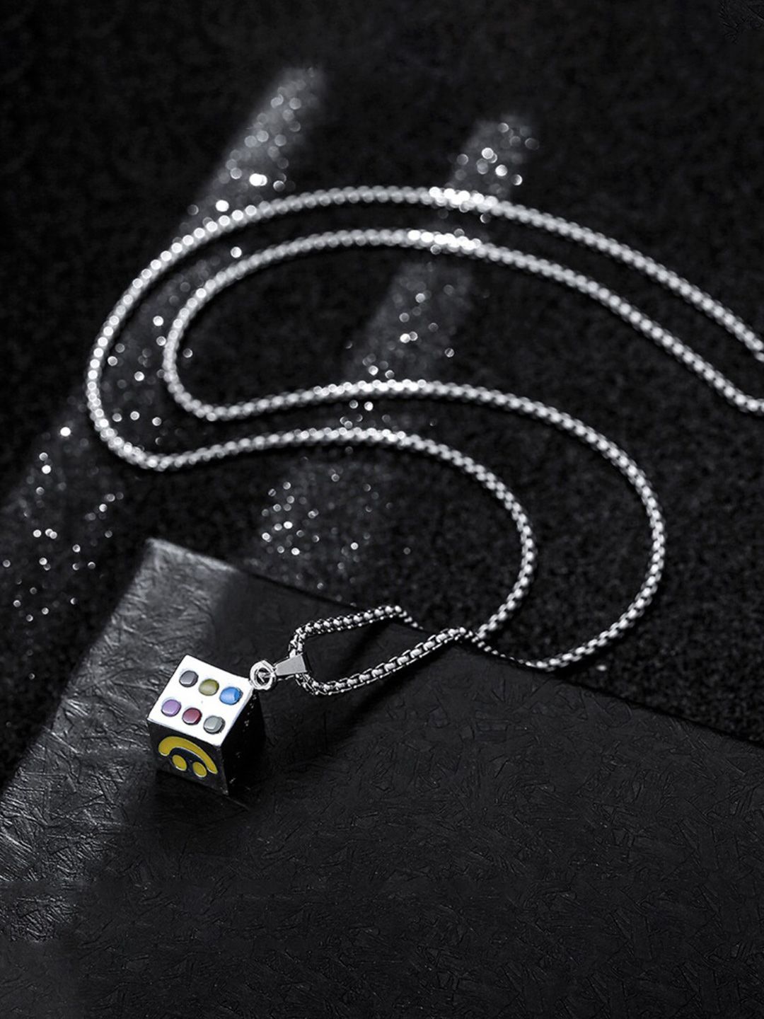 SALTY Stainless Steel Square Pendant with Chain