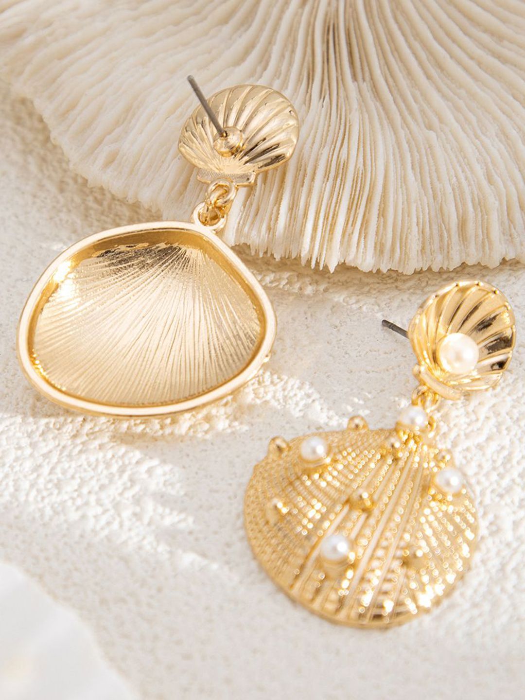 Gold Plated Artificial Stones Studded Contemporary Drop Earrings