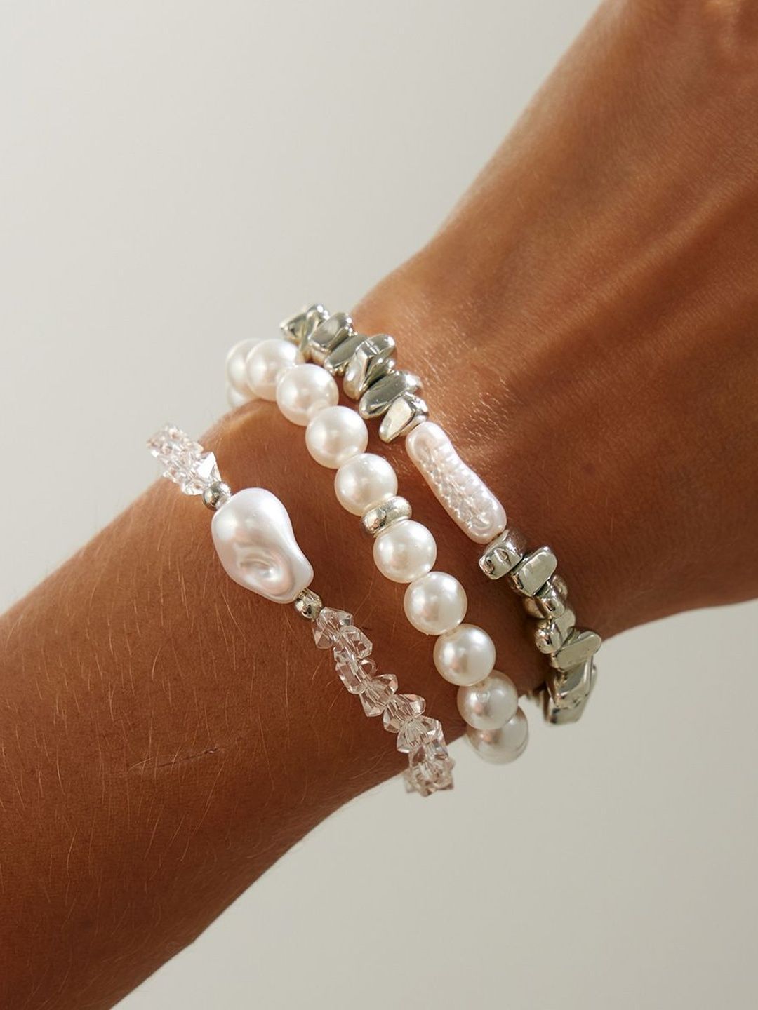Women 3 Handcrafted Silver-Plated Bracelet