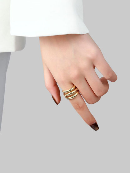 SALTY Women & Girls Trendy Golden Multi Spiral Stylish Adjustable Finger Ring
