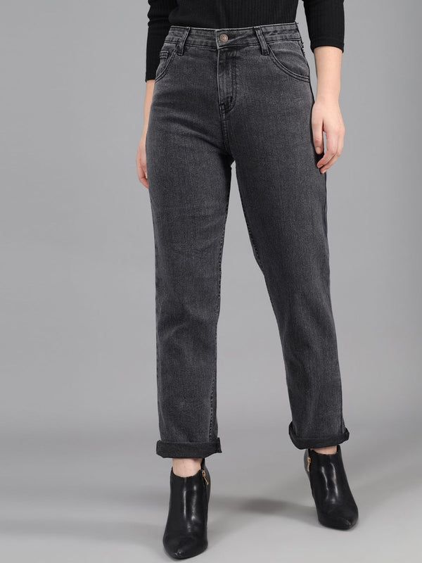 Women Charcoal Grey Slim Fit High-Rise Jeans