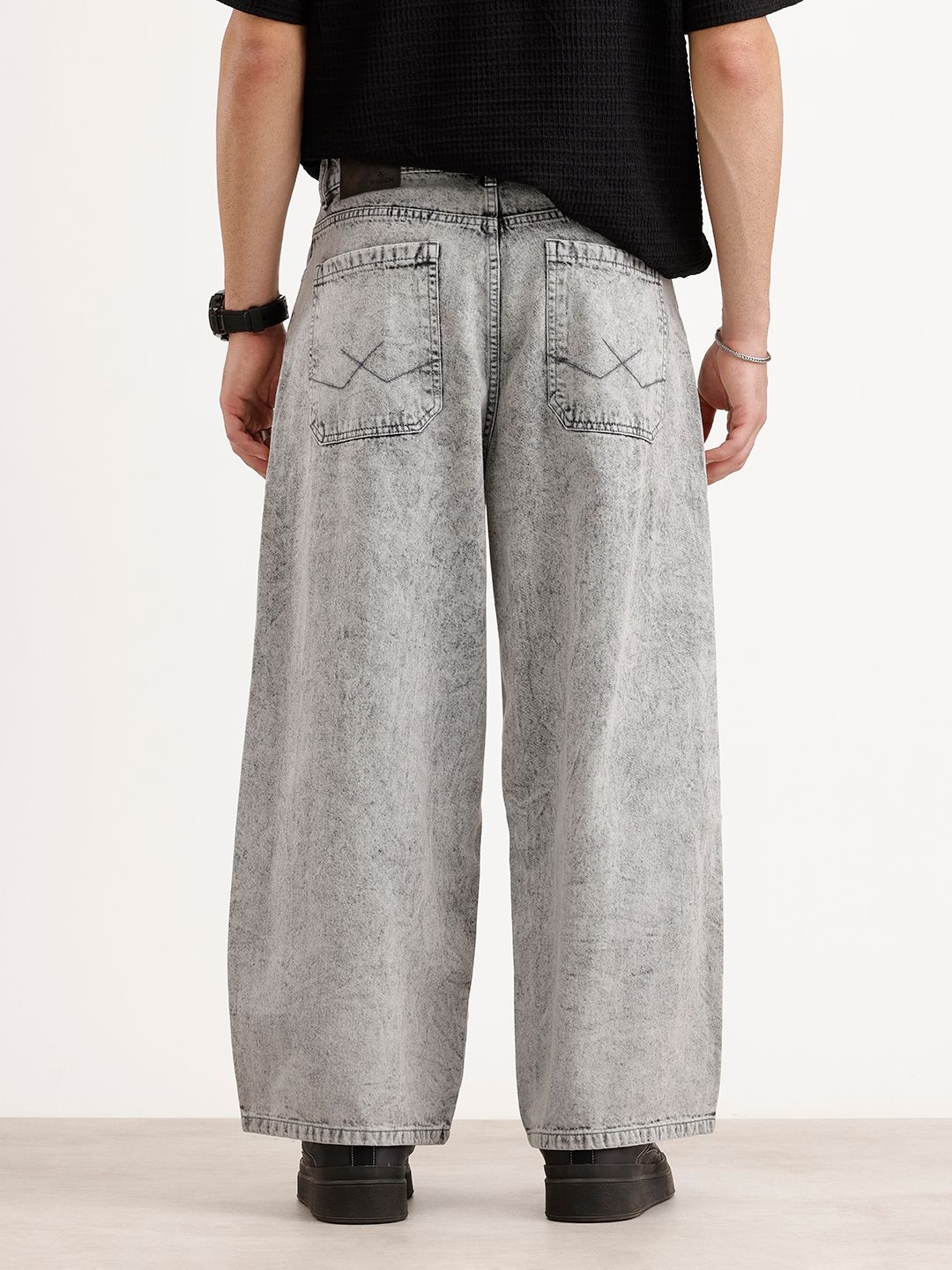 Men Baggy Mid-Rise Heavy Fade Pure Cotton Jeans