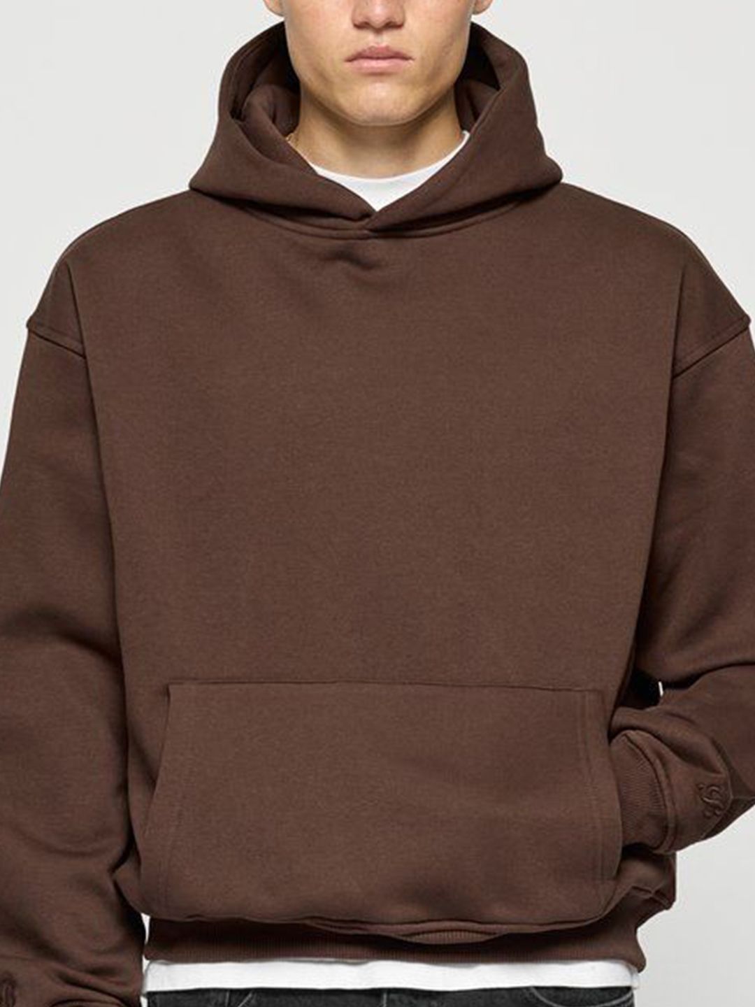 Men Cotton Solid Hooded Sweatshirt