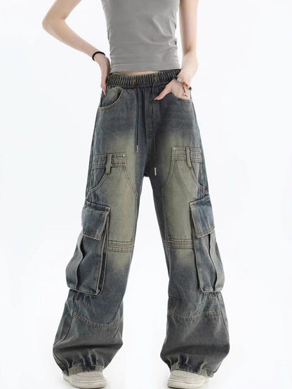 Women Baggy Fit Mid-Rise Dark Fade Jeans