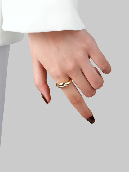 SALTY Women & Girls Molten Wave Golden Stylish Adjustable Finger Ring