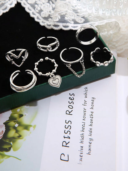 Set of 7 Silver-Plated Finger Rings
