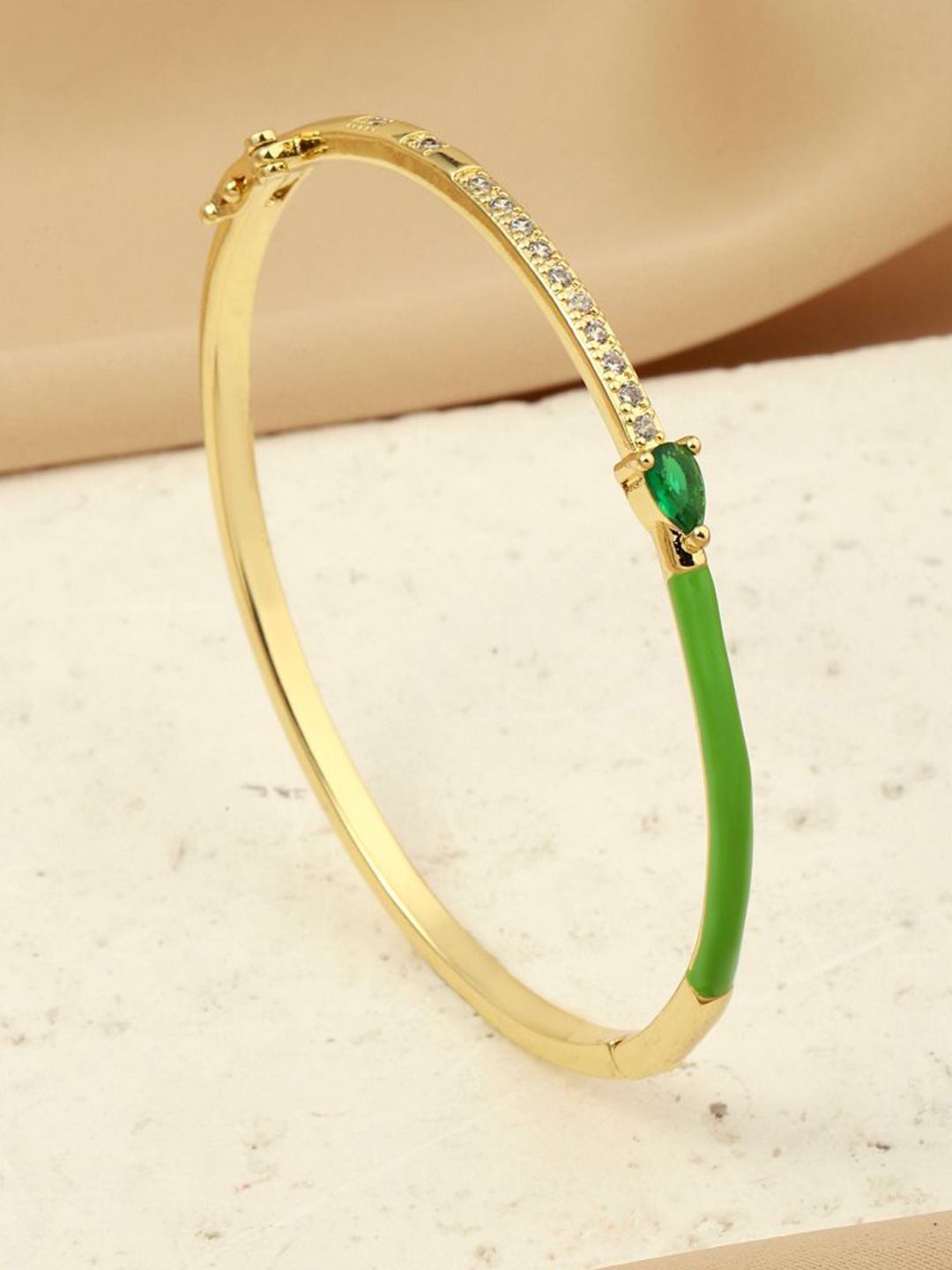 SALTY Gold-Plated Stone Studded Delicate Blossom Bangle-Style Bracelet