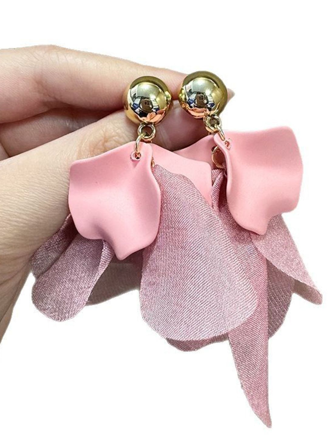 Gold-Plated Leaf Shaped Drop Earrings