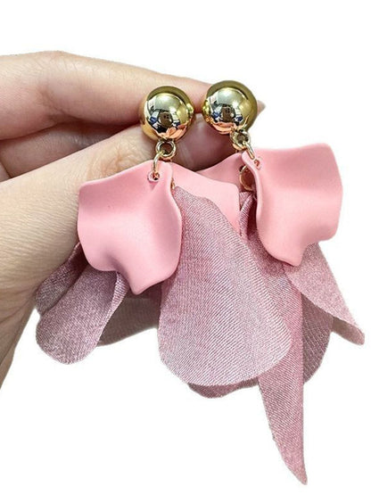 Gold-Plated Leaf Shaped Drop Earrings