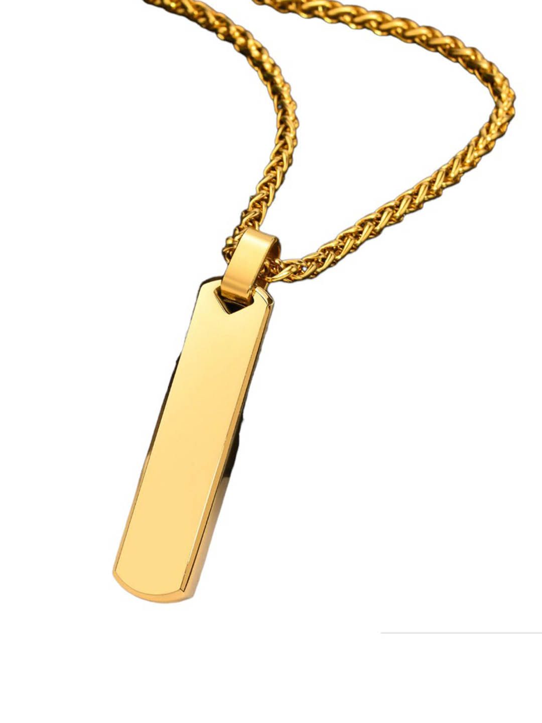SALTY Men Stainless Steel Contemporary Edge Pendant With Chain