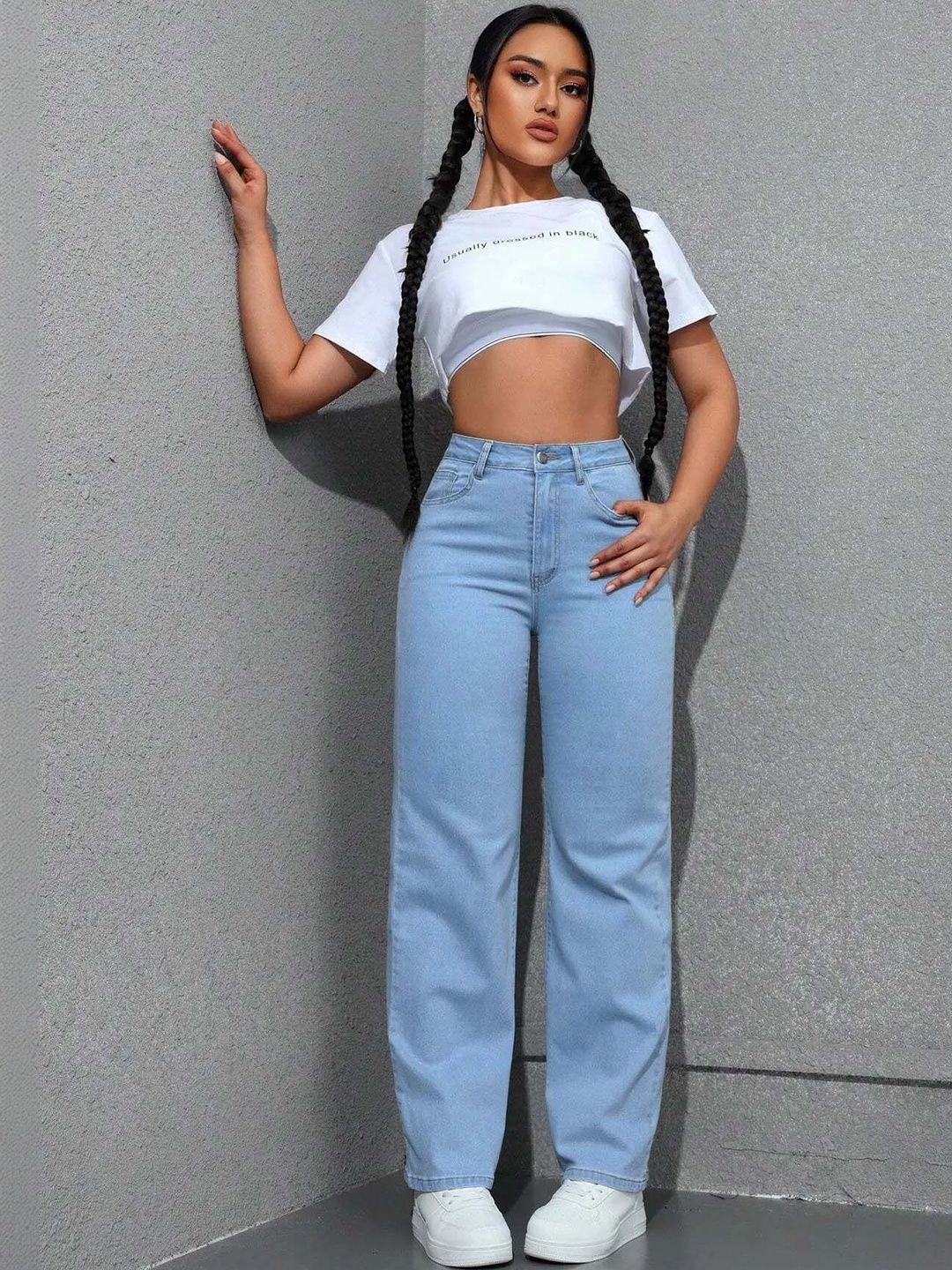 Women Classic Straight Fit High-Rise Stretchable Jeans