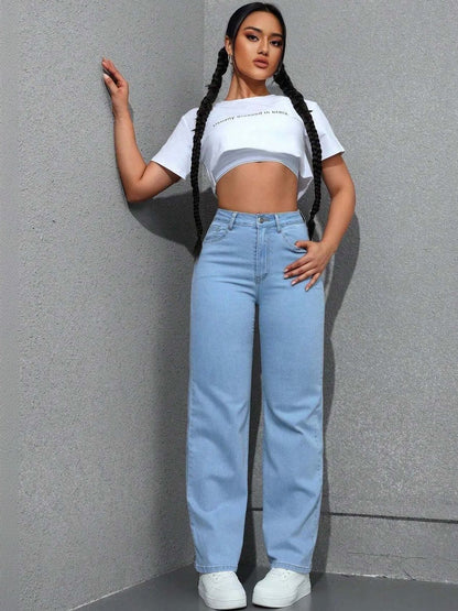 Women Classic Straight Fit High-Rise Stretchable Jeans