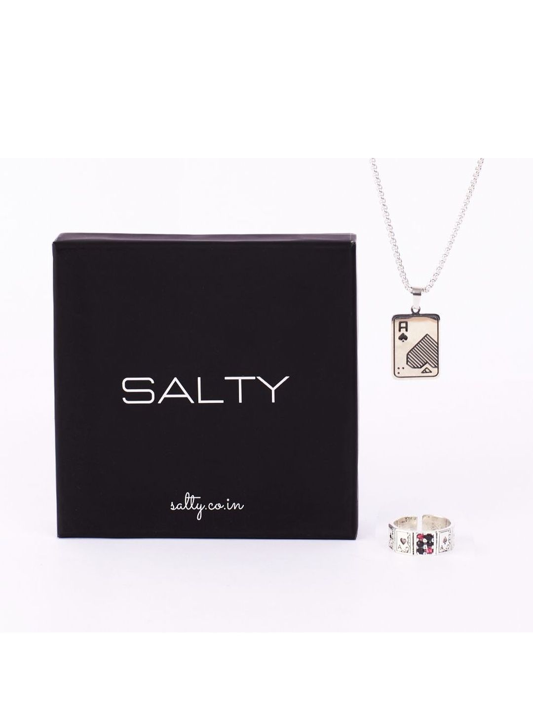 SALTY Ace Chain & Fortunes Card Ring Combo Jewellery Set