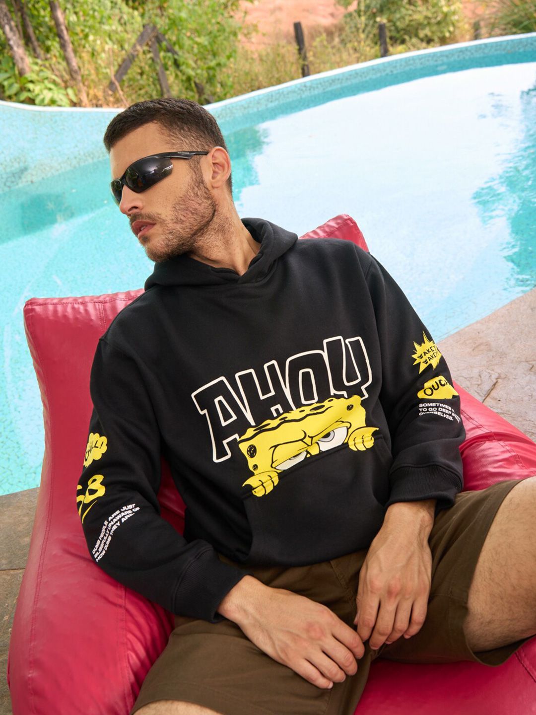 Sponge Bob Printed Hooded Long Sleeves Pullover