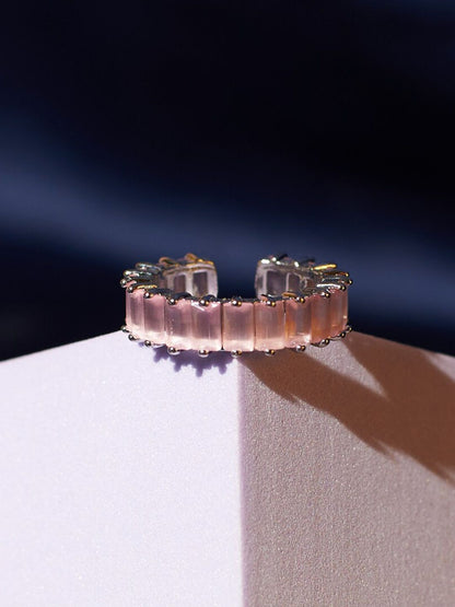 SALTY Crystals Studded Criss-Cross Tennis Finger Ring