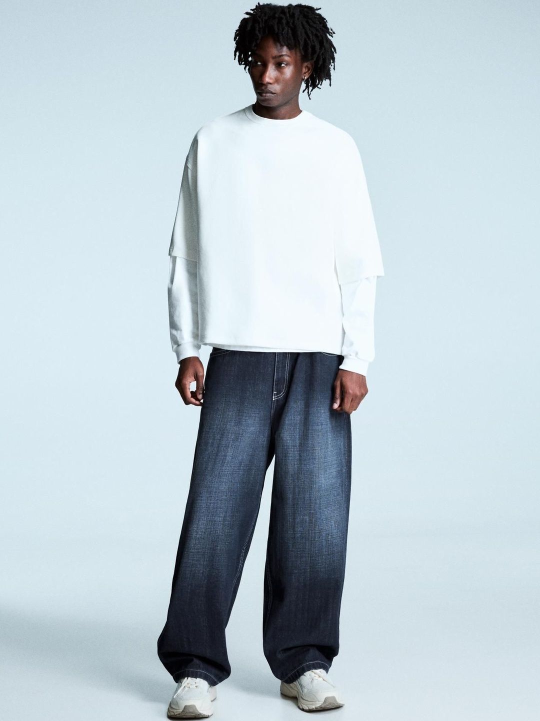 Men Super baggy studded patch jeans