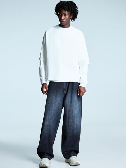 Men Super baggy studded patch jeans
