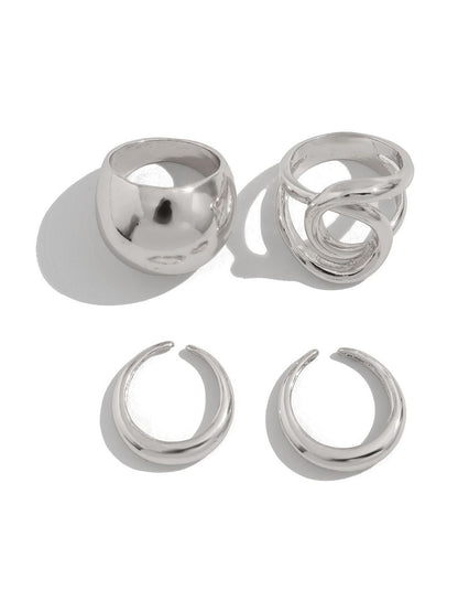 Set of 4 Silver-Plated Finger Ring